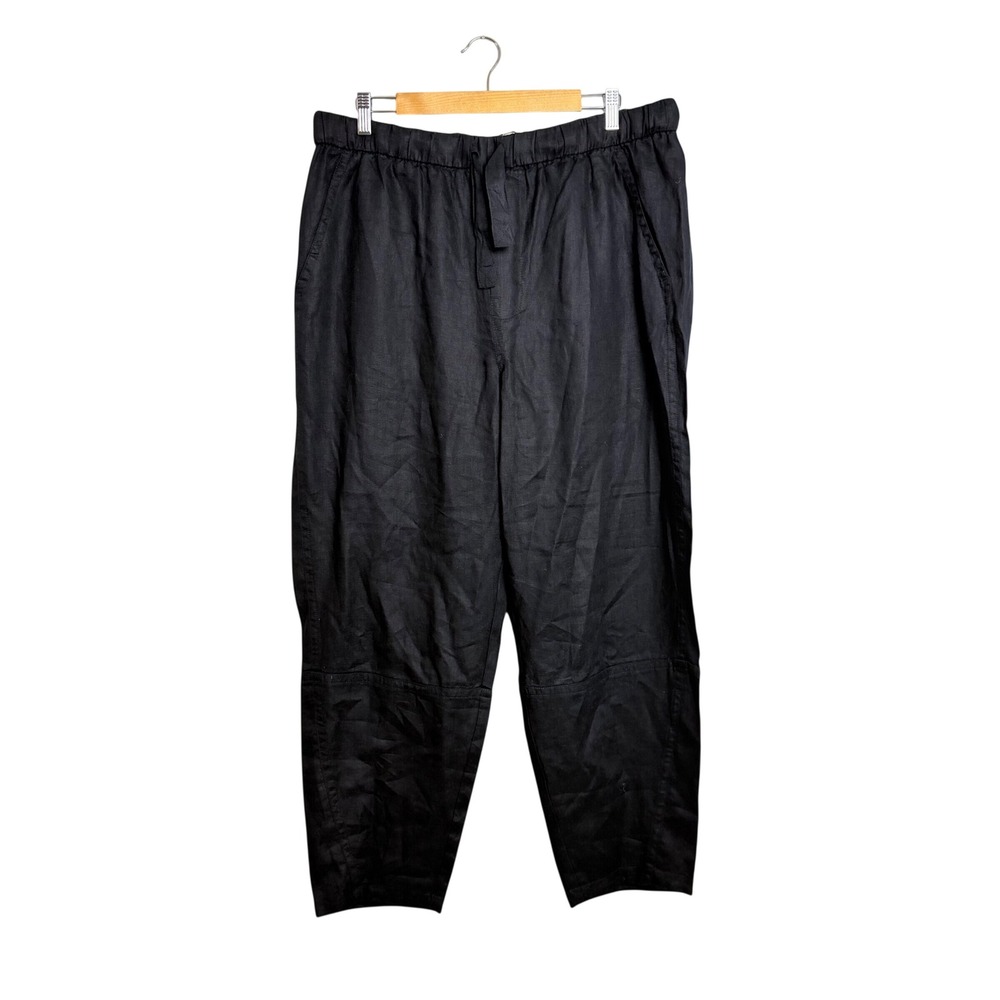 Everlane Black Linen Barrel Pants Elastic Waist Drawstring Pull-On XL